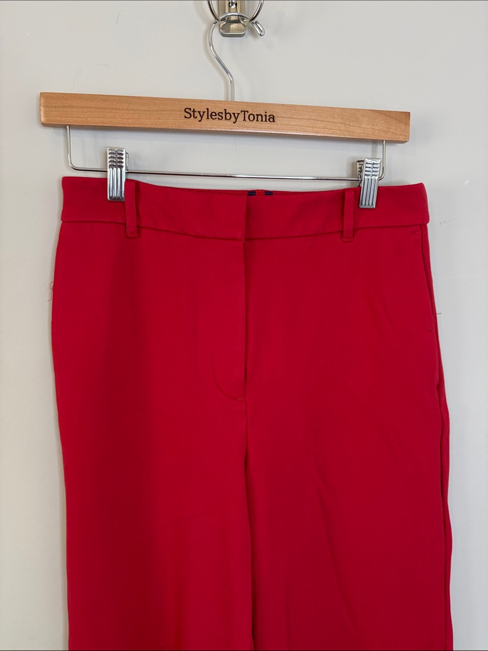 Boden Belgravia Ponte Trousers Red Pant Wide Leg Flare crease free sz 8 - Picture 4 of 11
